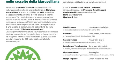 Locandina di FloReMus - DALLA CARTA AL SUONO. Musiche rinascimentali nelle raccolte della Marucelliana