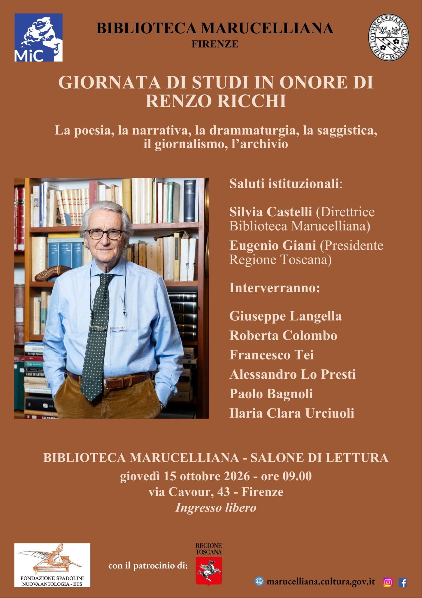 Locandina della Giornata Di Studi in onore di Renzo Ricchi